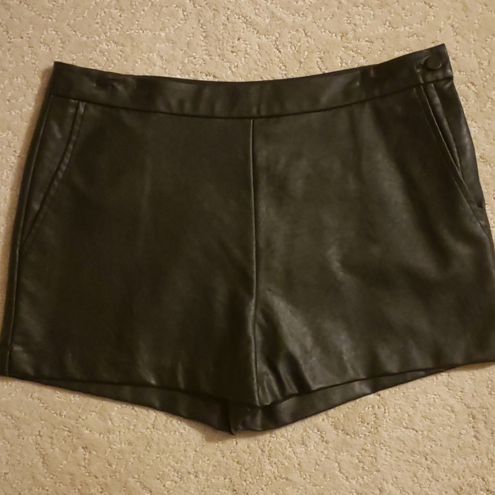Faux leather shorts